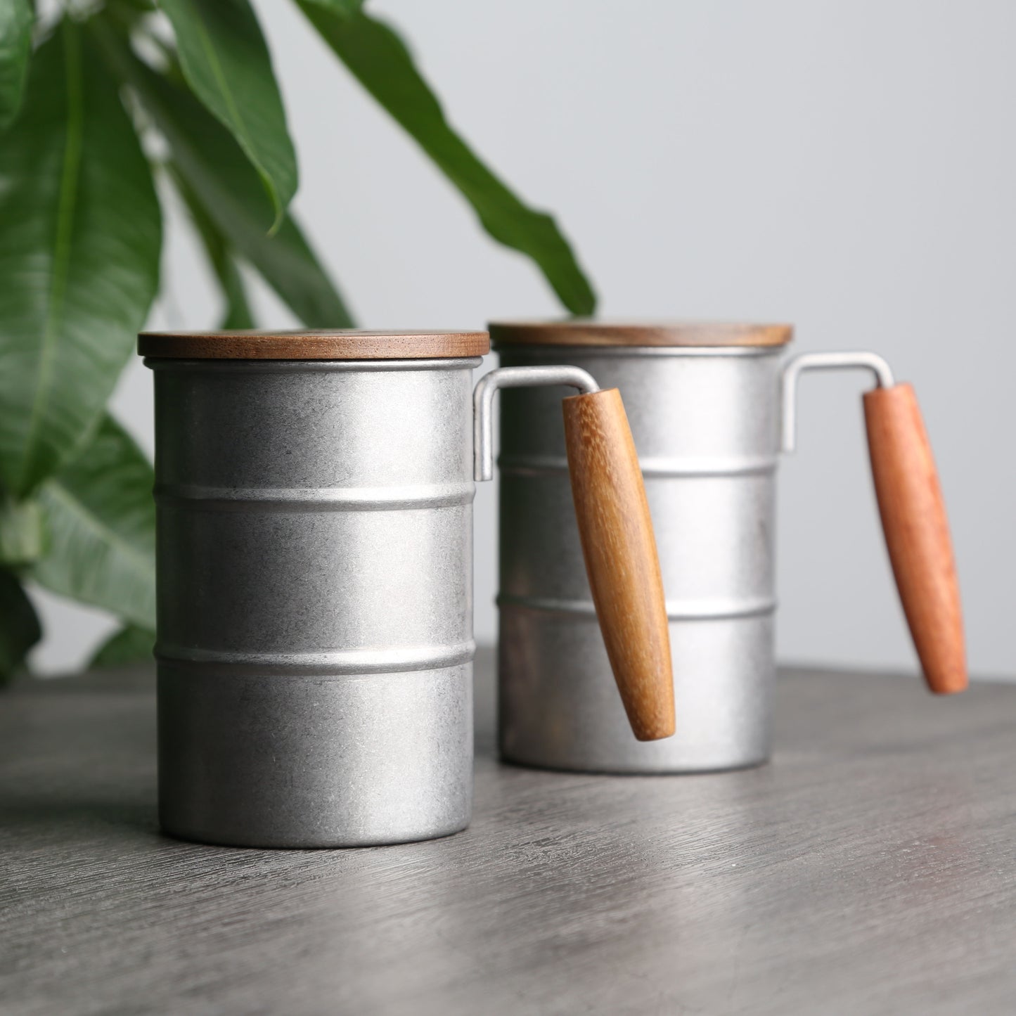 Vintage 304 Stainless Steel Outdoor Mug,Acacia Wood Lid and Handle, Personalized Travel Cup,Eco-Friendly Coffee Mug,Rustic Camping Gift Idea