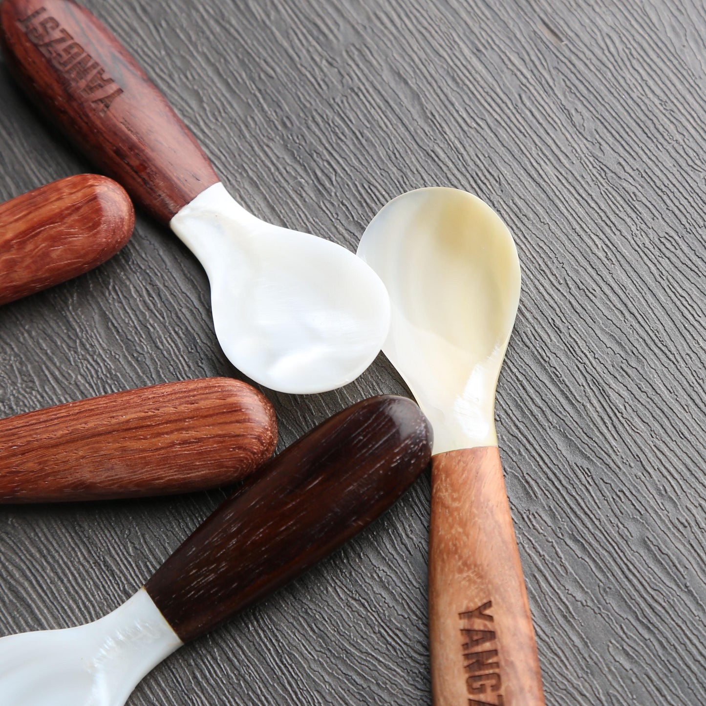 2pcs Wooden Coffee Stirring Spoon with Shell Inlay,Caviar Spoon,Vintage Multi-Purpose Spoon,Custom Engraving,Idea for Home,Cafe & Bar Use
