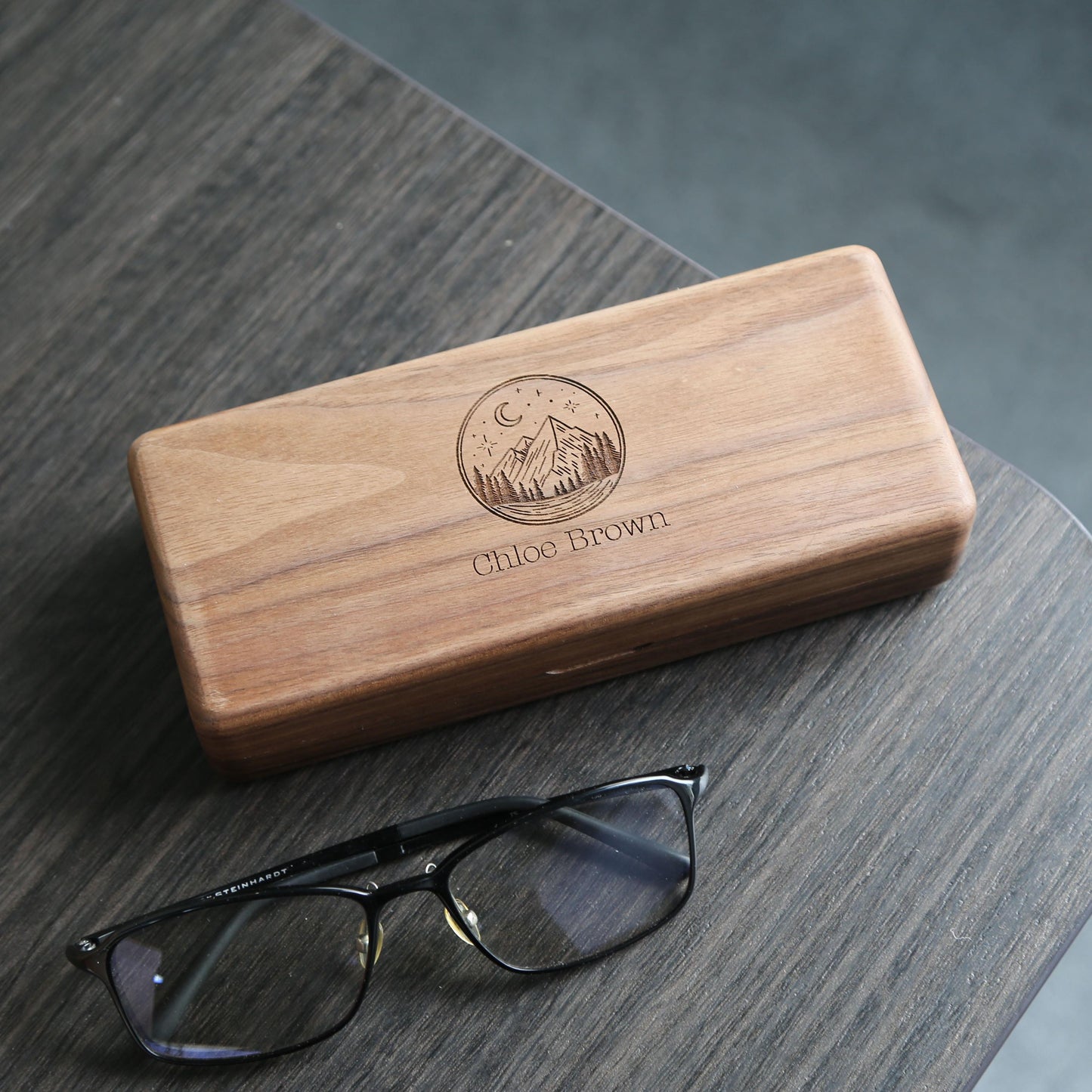 Personalized Walnut Eyeglasses Case-Retro Spectacle Holder-Student's Glasses Case-Custom Real Walnut Wood Eyeglasses Box-School Season Gift
