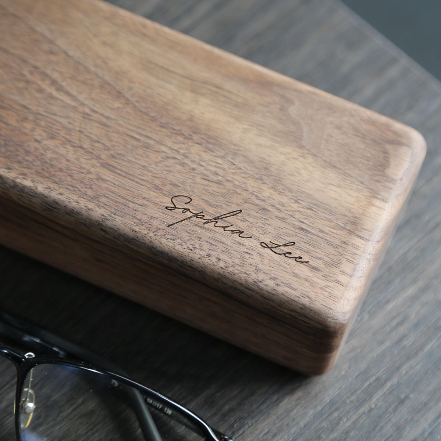 Personalized Walnut Eyeglasses Case-Retro Spectacle Holder-Student's Glasses Case-Custom Real Walnut Wood Eyeglasses Box-School Season Gift