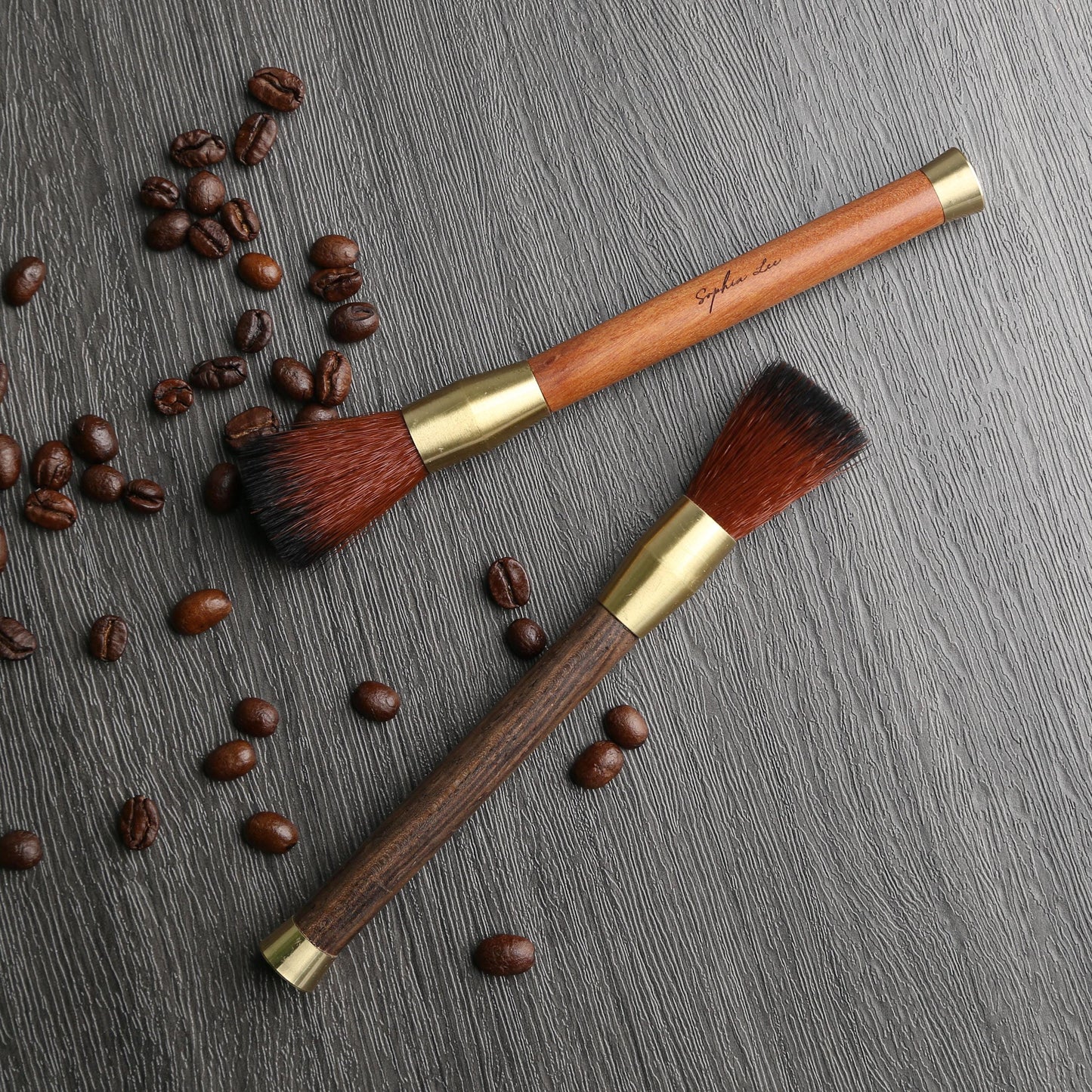 2pcs Wooden Coffee Dosing Brush for Grinder and Machine Cleaning,Custom Name Engraving,Ideal for Home,Coffee Shop/Bar,Gift for Coffee Lovers