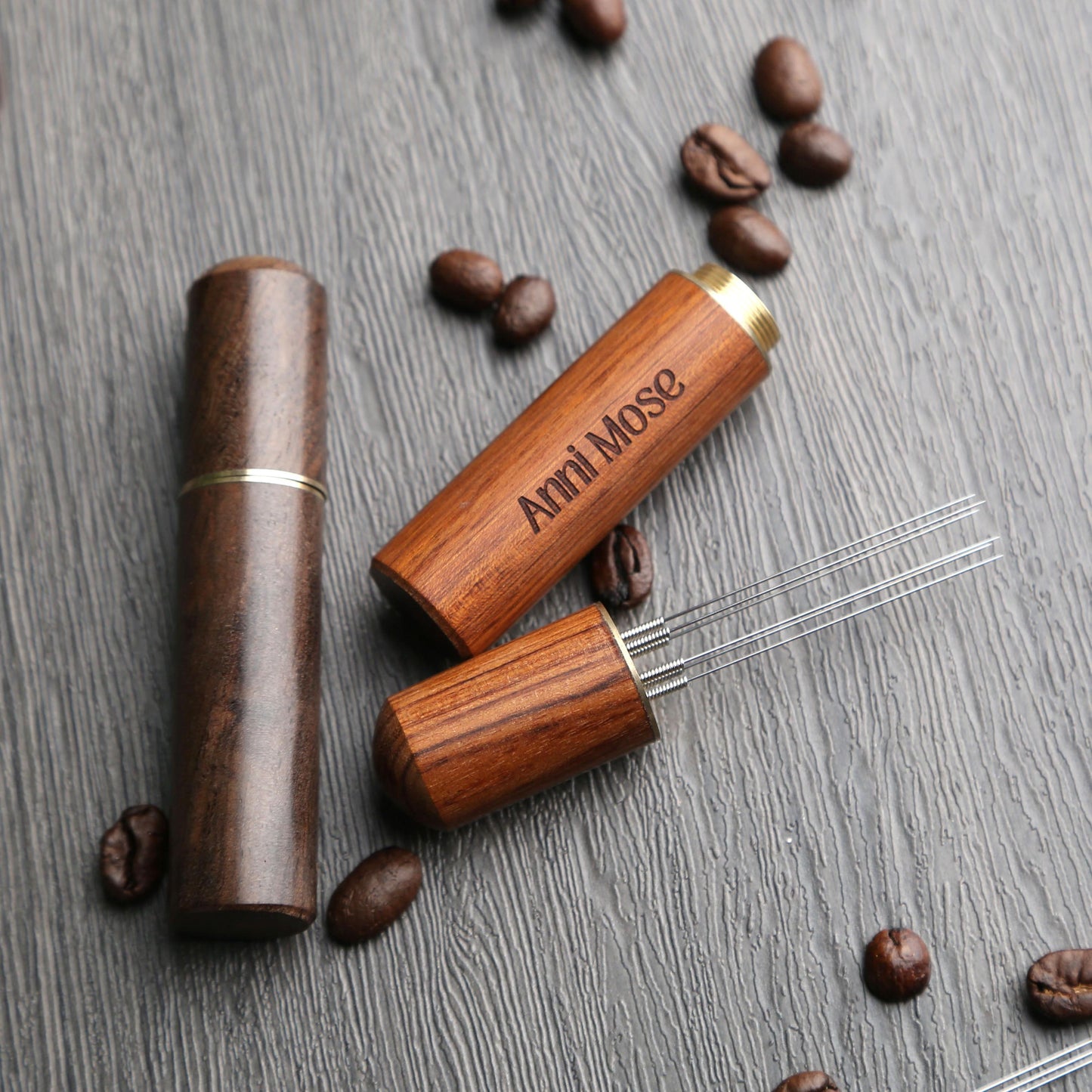 2pcs Wooden WDT Tool,Espresso Coffee Stirrer,6/8 Needles,Distribution Tool,Barista Tool,Custom Name Engraving,Ideal for Home/Coffee Shop Use