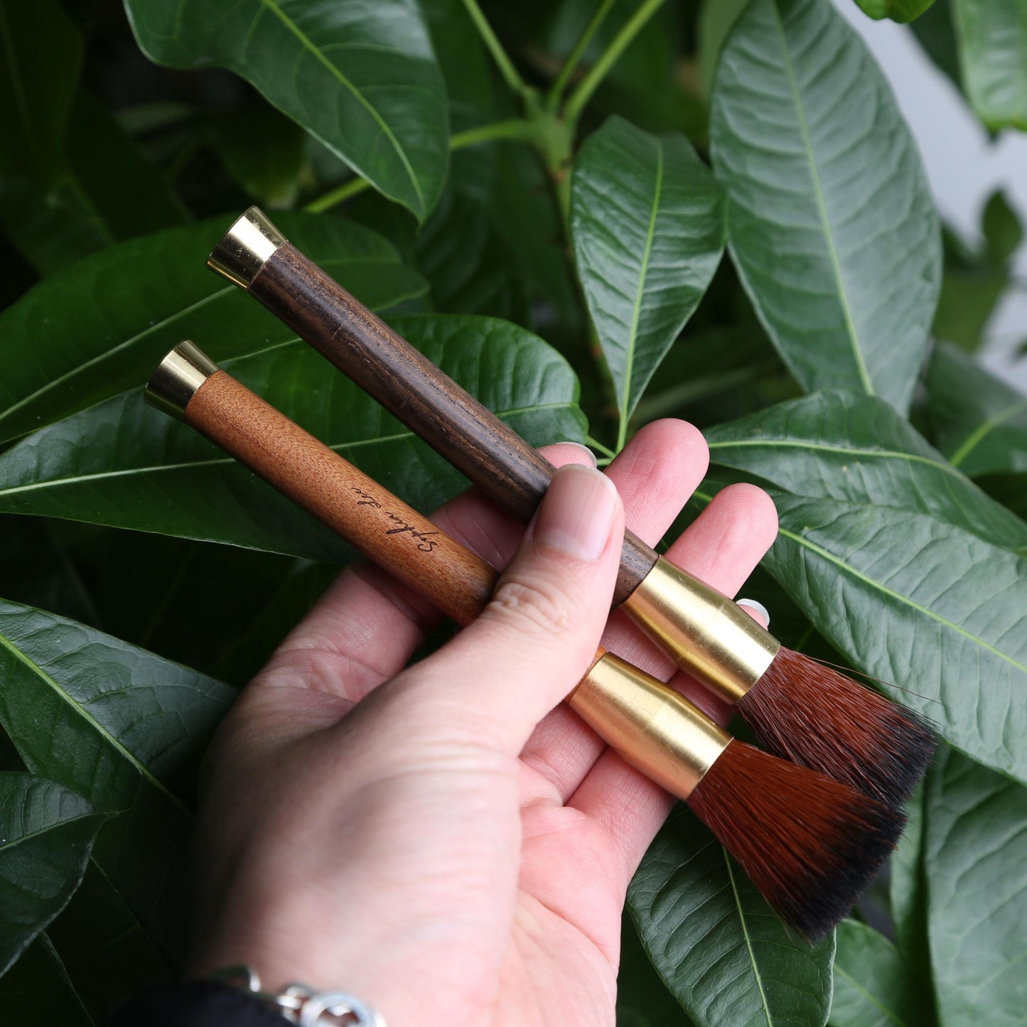 2pcs Wooden Coffee Dosing Brush for Grinder and Machine Cleaning,Custom Name Engraving,Ideal for Home,Coffee Shop/Bar,Gift for Coffee Lovers
