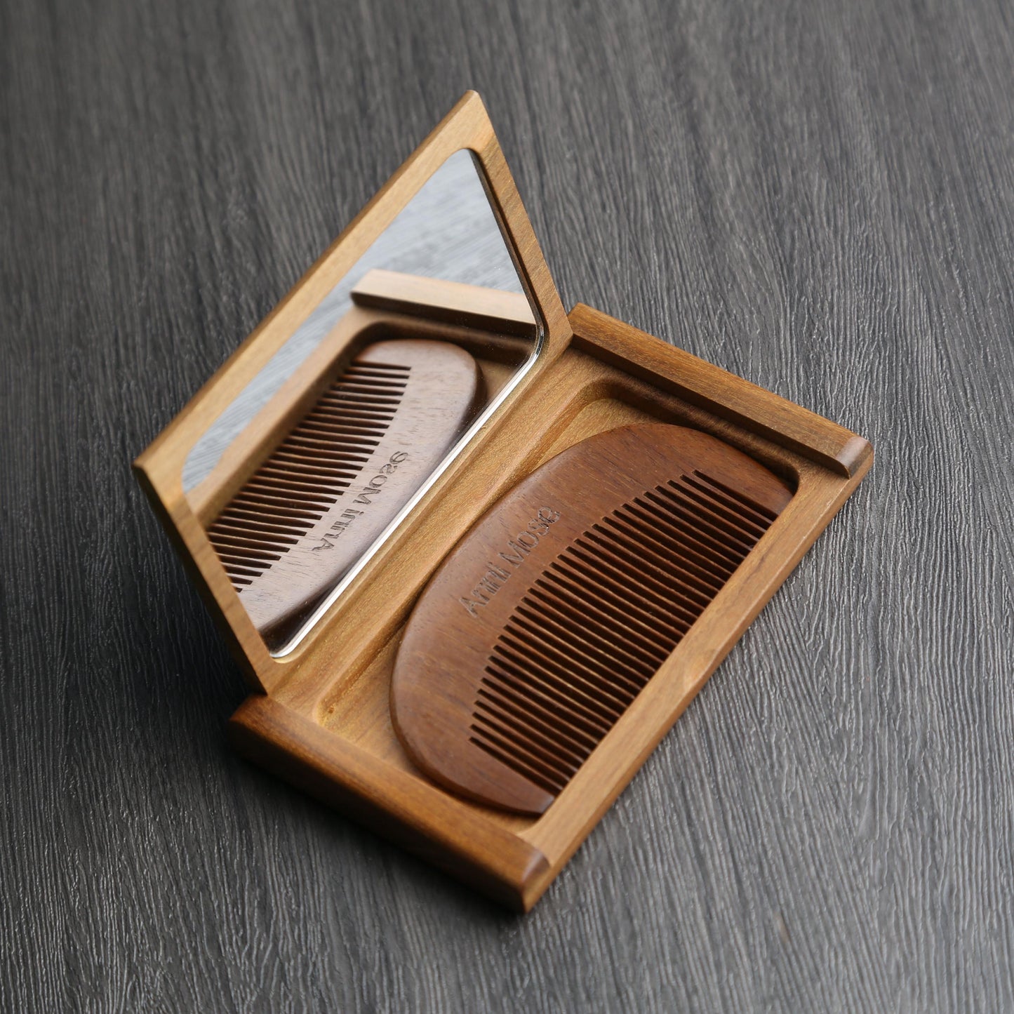 Personalized Wooden Comb and Mirror Set,Custom Name Gift,Bridesmaid Gift,Bridal Shower Gifts,Wedding Gifts,Engraved Wooden Mirror for Mother