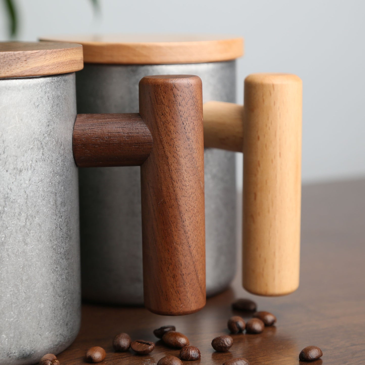 Vintage 304 Stainless Steel Outdoor Mug,Walnut Wood Lid and Handle, Personalized Travel Cup,Eco-Friendly Coffee Mug,Rustic Camping Gift Idea