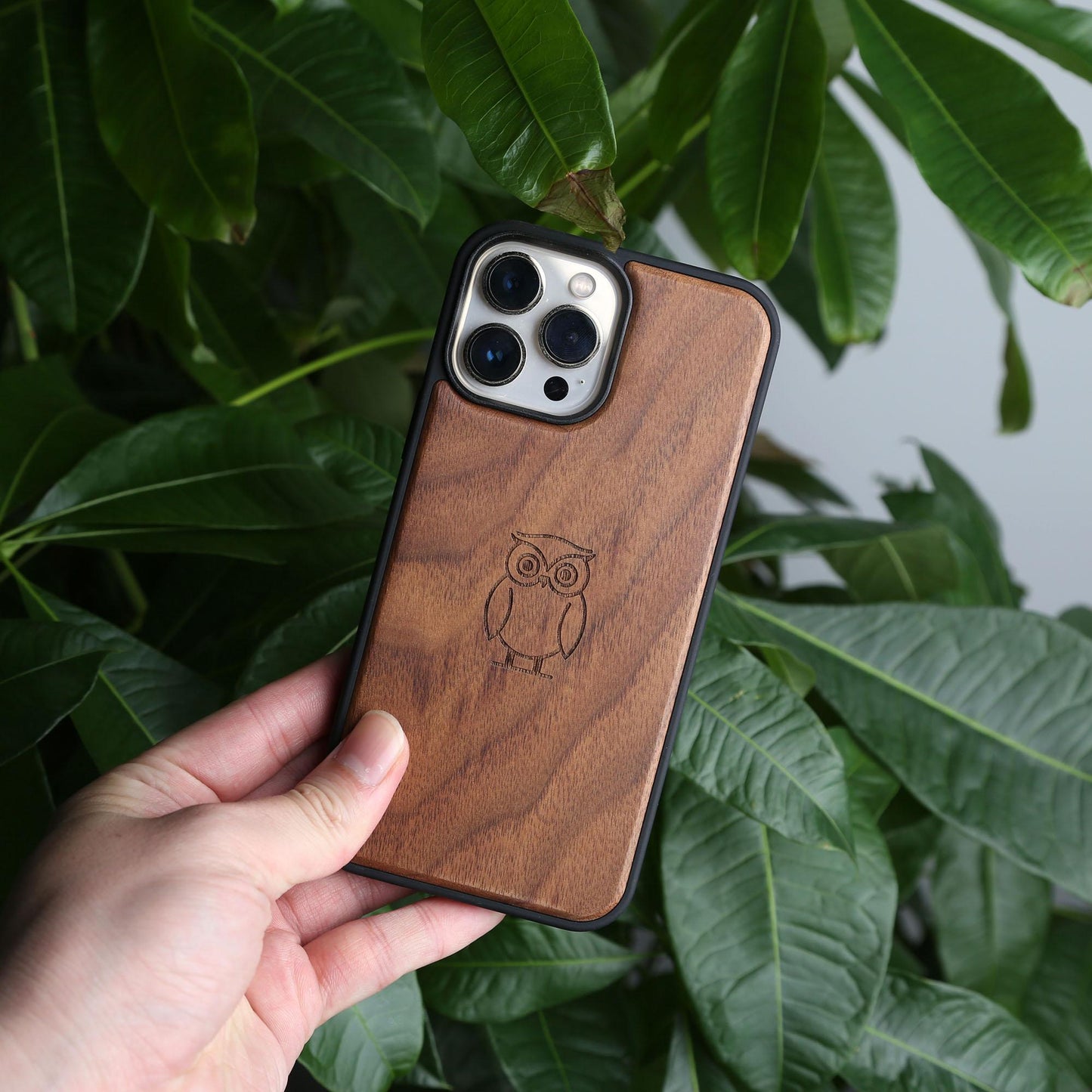 Walnut Wood Phone Case,Customizable MagSafe Case for iPhone 16,15,14,13 Pro Max,Personalized Engraving,Premium Wooden Protection for iPhone