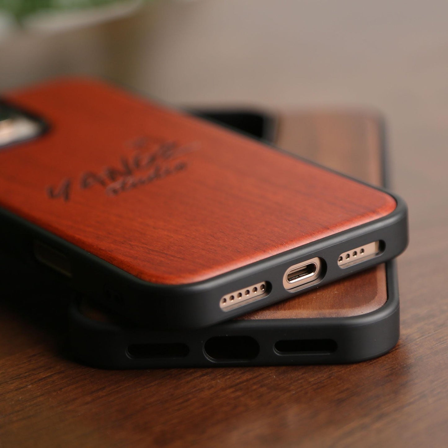 Wooden Phone Case,Customizable MagSafe Case for iPhone 16,15,14,13 Pro Max,Personalized Engraving,Premium Wooden Protection for iPhone