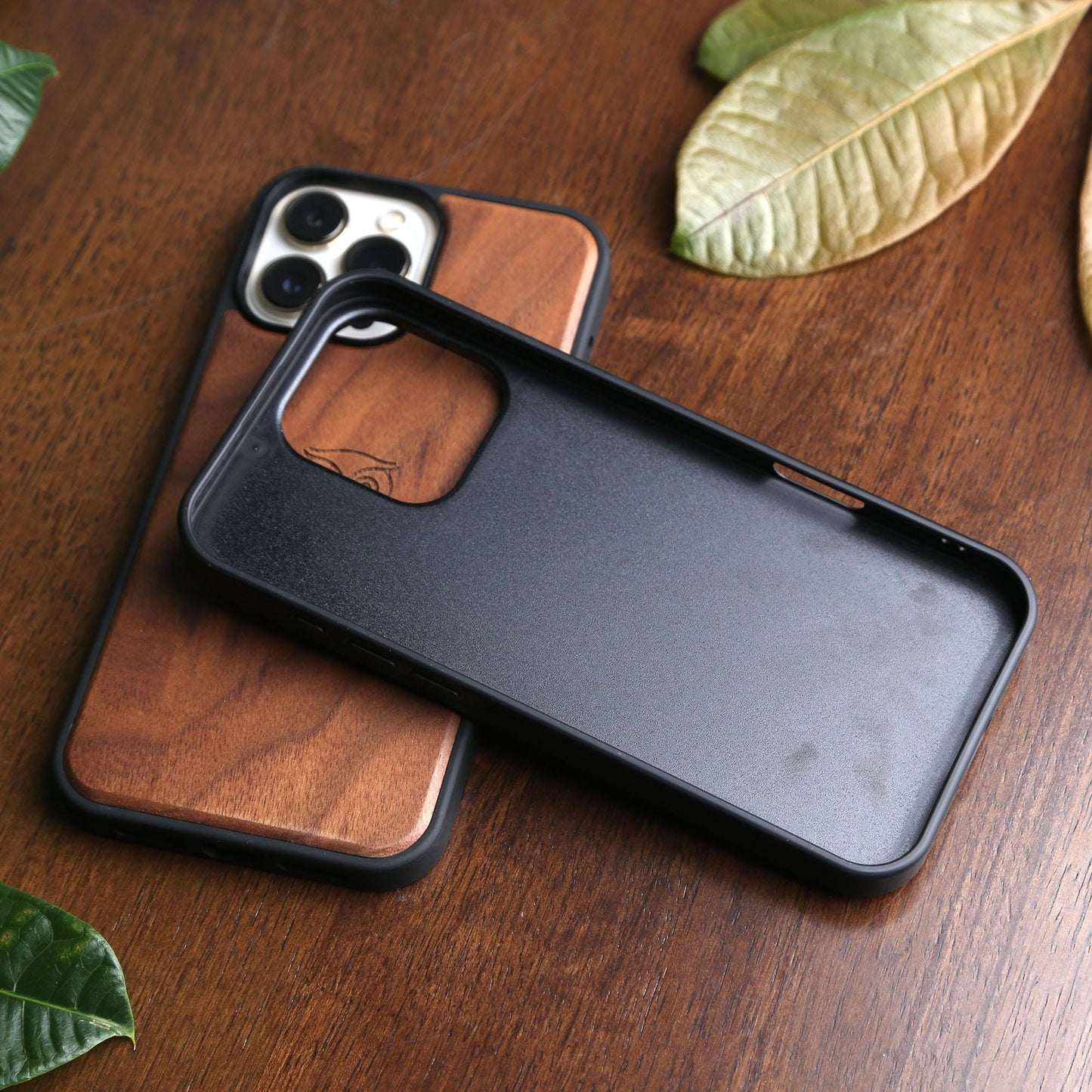 Walnut Wood Phone Case,Customizable MagSafe Case for iPhone 16,15,14,13 Pro Max,Personalized Engraving,Premium Wooden Protection for iPhone