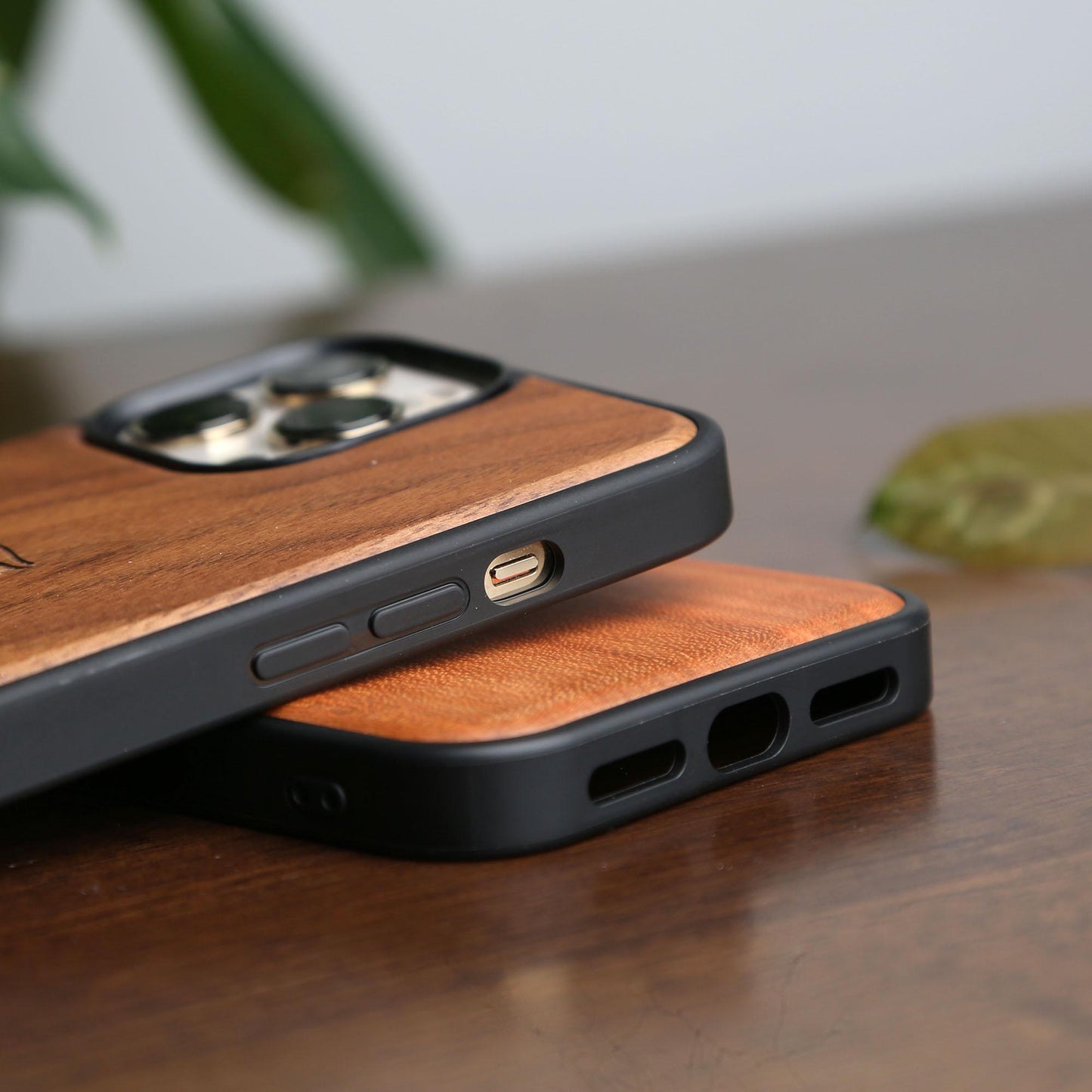 Walnut Wood Phone Case,Customizable MagSafe Case for iPhone 16,15,14,13 Pro Max,Personalized Engraving,Premium Wooden Protection for iPhone