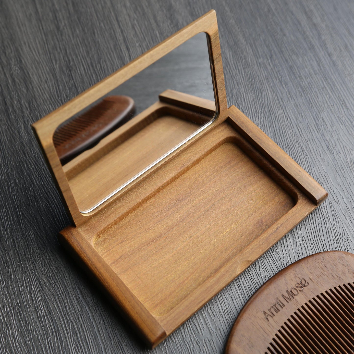 Personalized Wooden Comb and Mirror Set,Custom Name Gift,Bridesmaid Gift,Bridal Shower Gifts,Wedding Gifts,Engraved Wooden Mirror for Mother