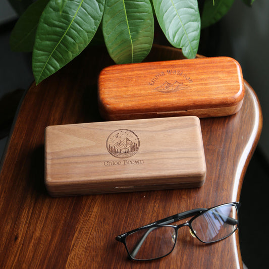 Personalized Wooden Eyeglasses Case-Custom Engraved Glasses Case-Unique Eyeglasses Box,Premium Wood Glasses Holder-School Season Gift