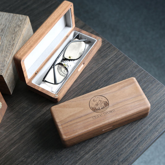 Personalized Walnut Eyeglasses Case-Retro Spectacle Holder-Student's Glasses Case-Custom Real Walnut Wood Eyeglasses Box-School Season Gift