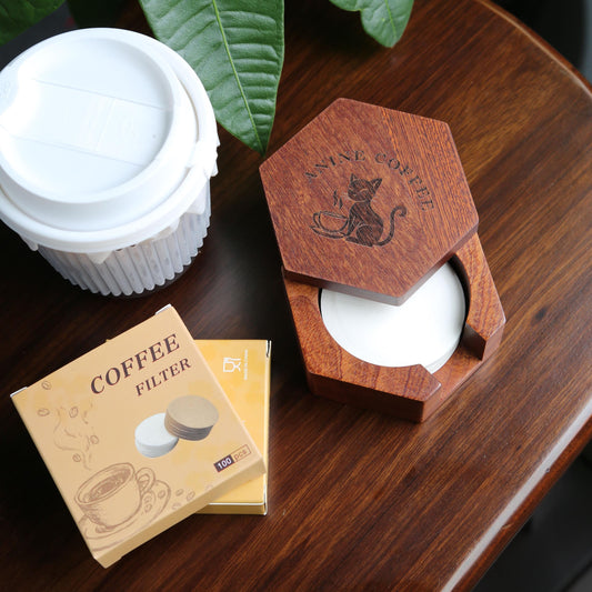 Sapele Solid Wood Coffee Filter Holder-51/53/58mm Coffee Filter Paper Storage Box-Home Coffee Accessories-Barista Tools-Kitchen Organizer