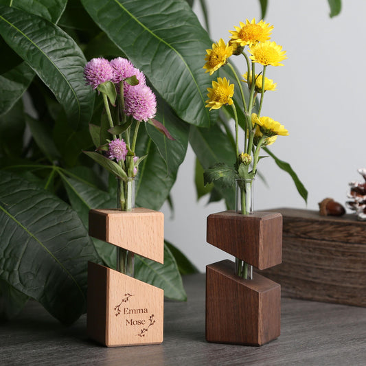 Custom Wood Vase,Modular Flower Holder,Personalized Gift for Her,Gift for Mom,Eco-Friendly Home Décor,Unique Thoughtful Gift,Engrave Name