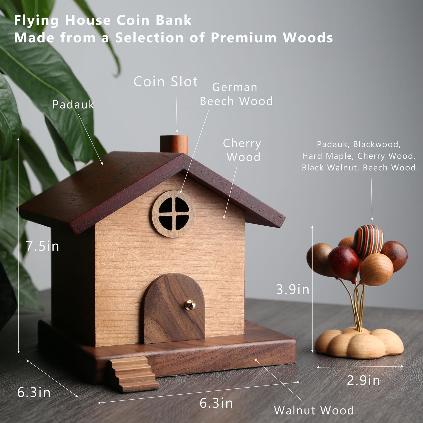 Personalized Wooden Piggy Bank,Flying House Coin Bank,Kids Money Box,Custom Name Kids Bank,Gifts for Kids,Baby Birthday Gift,Unique Bank