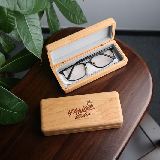 Personalized Cherry Wood Glasses Case,Custom Name Eyeglasses Box,Retro Spectacle Holder & Elegant Wooden Glasses Box for Students/Teachers