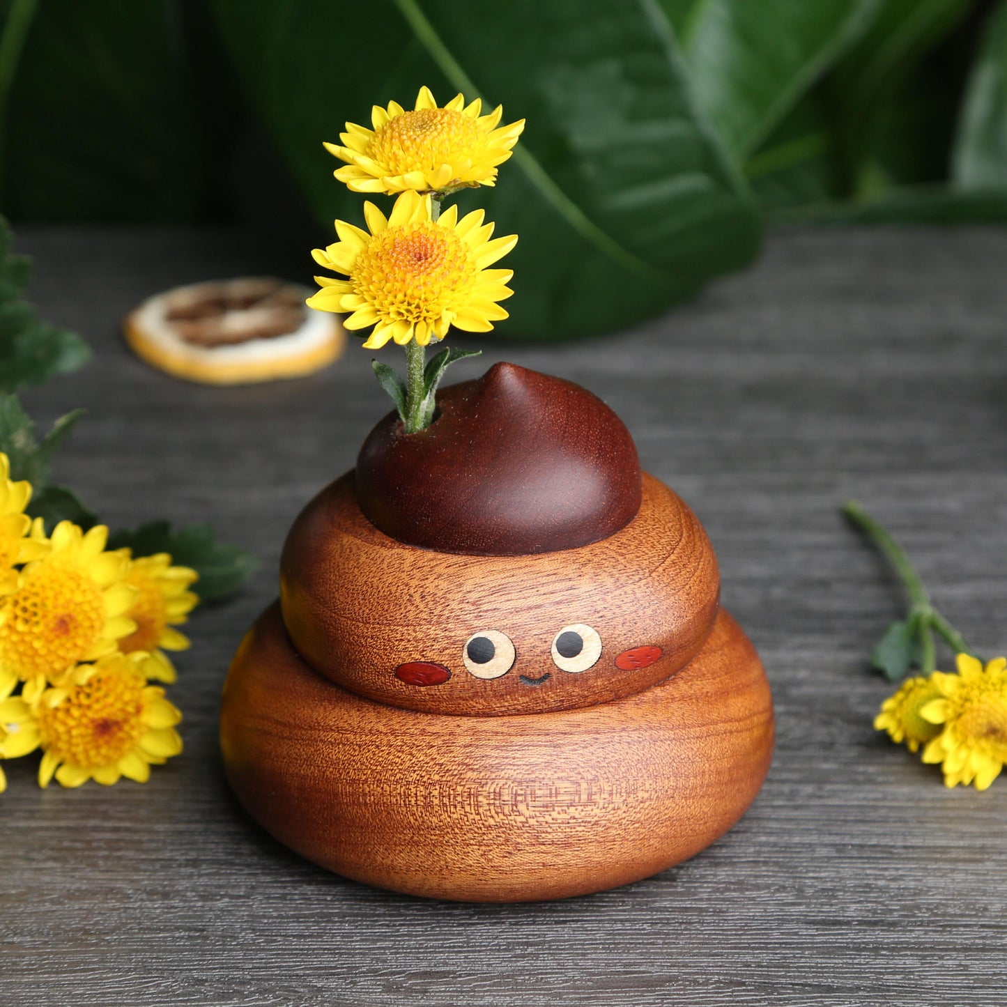 Personalized Wooden Poop Vase,Unique Home Décor,Funny Creative Gift,Custom Engraved Flower Holder,Eco-Friendly Wooden Gift,Fun Birthday Gift