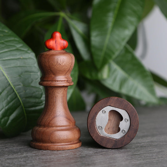 Chess-Shaped Wooden Bottle Opener,Custom Name Engraving,Unique Gift for Him,Ideal for Father's Day,Birthday,Christmas,Party,Home & Bar Décor