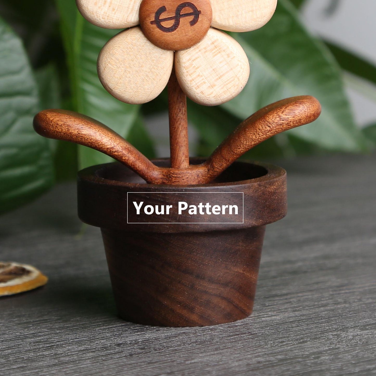 Rotating Wooden Flower,Home & Car Décor,Personalized Name Engraving,Creative Gift Idea,Unique Handmade Decoration,Gift for Women/Girls