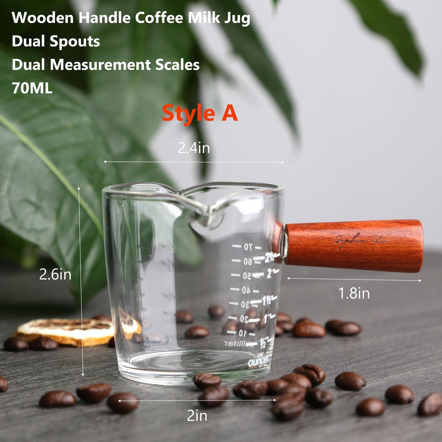 Personalized Milk Jug with Wooden Handle,Coffee Creamer Pitcher for Home & Coffee Shop,Unique Gift for Coffee Lovers,Custom Engraved Cup