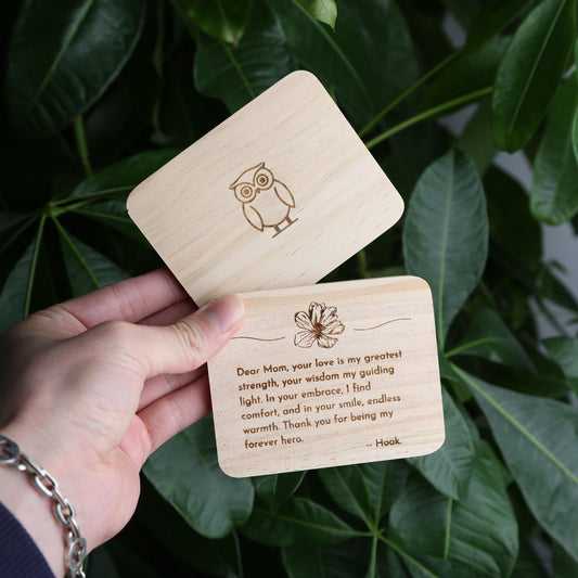 Personalized Wooden Greeting Card,Business Card, Custom Engraved Message,Ideal for Gifts,Restaurant Tags,Product Signage & Unique Designs