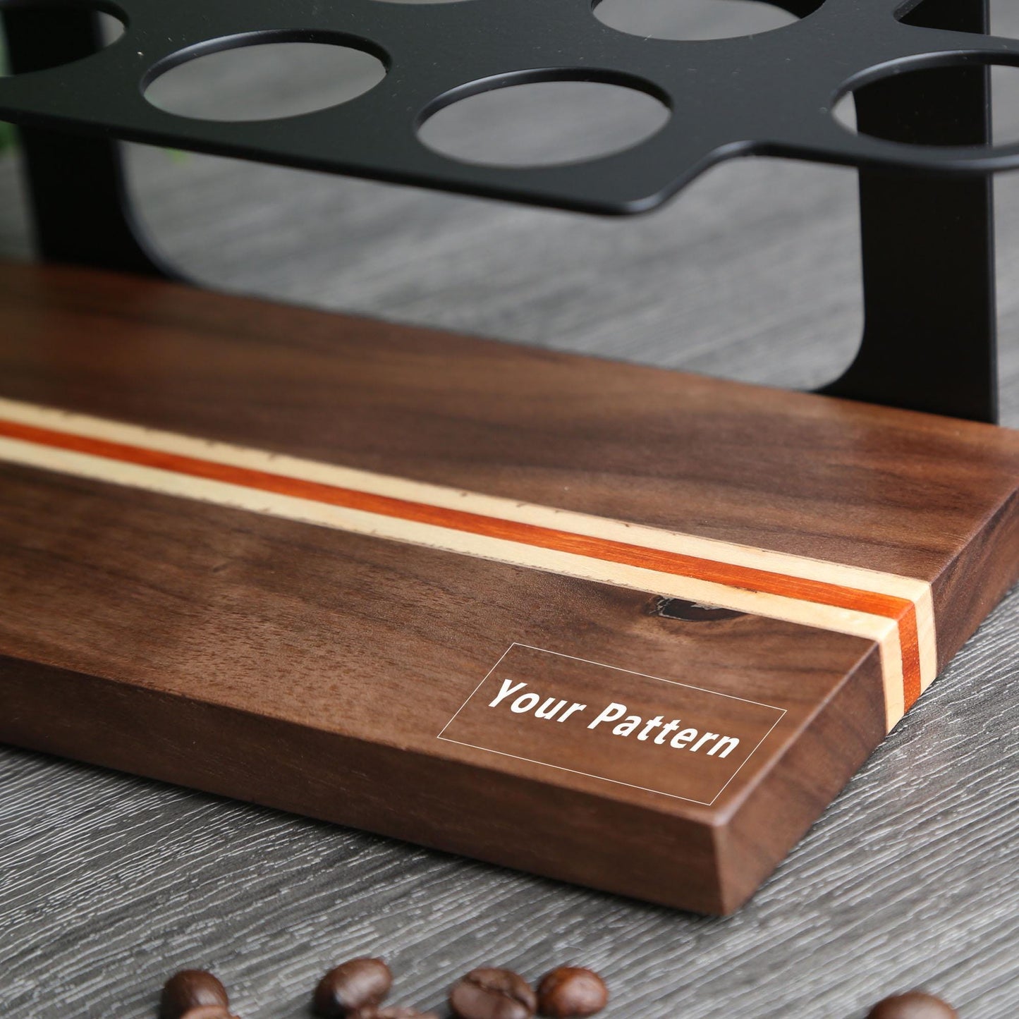 Personalized Walnut Coffee Bean Storage Tubes,8/12 Glass Dosing Tubes with One-Way Valve,Coffee Tool Storage Stand,Ideal for Home / Café Use