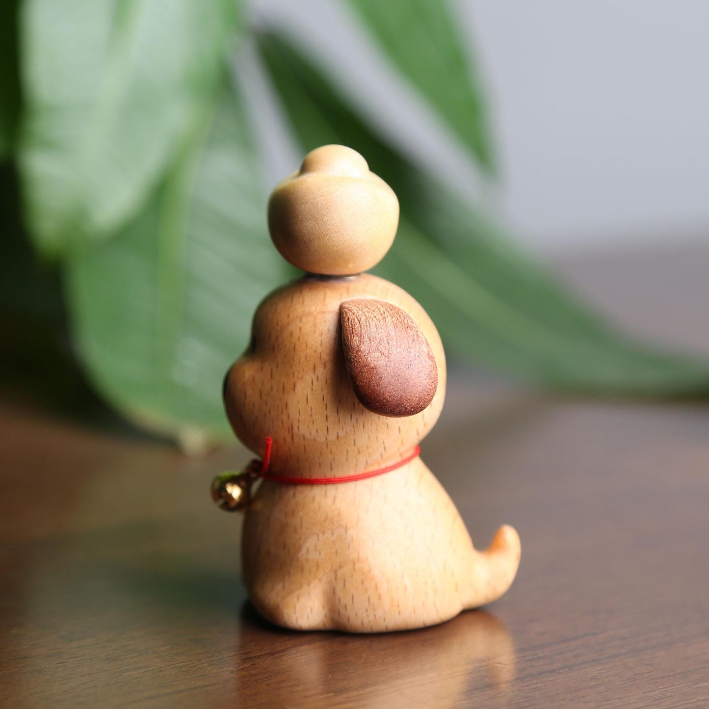 Personalized Wooden Dog Figurine with Gold Ingot,Lucky Feng Shui Desk Décor,Prosperity Puppy Ornament for Car or Office,Gift for Dog Lovers